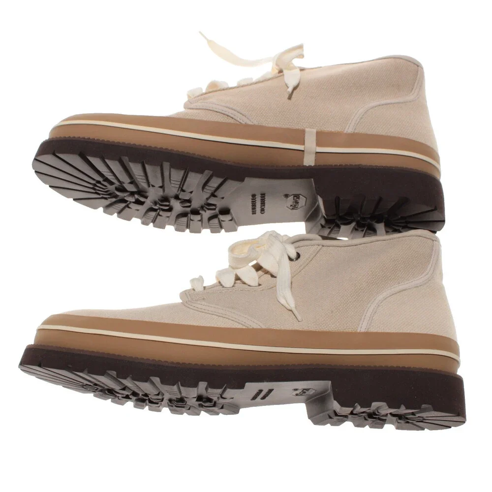 Brunello Cucinelli NWB Canvas Lace Up Boots Size 42 (US 9) in Beige
